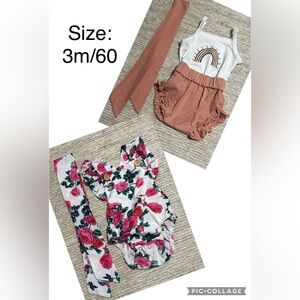 3m Baby Girl Boutique Outfits with Matching Headbands